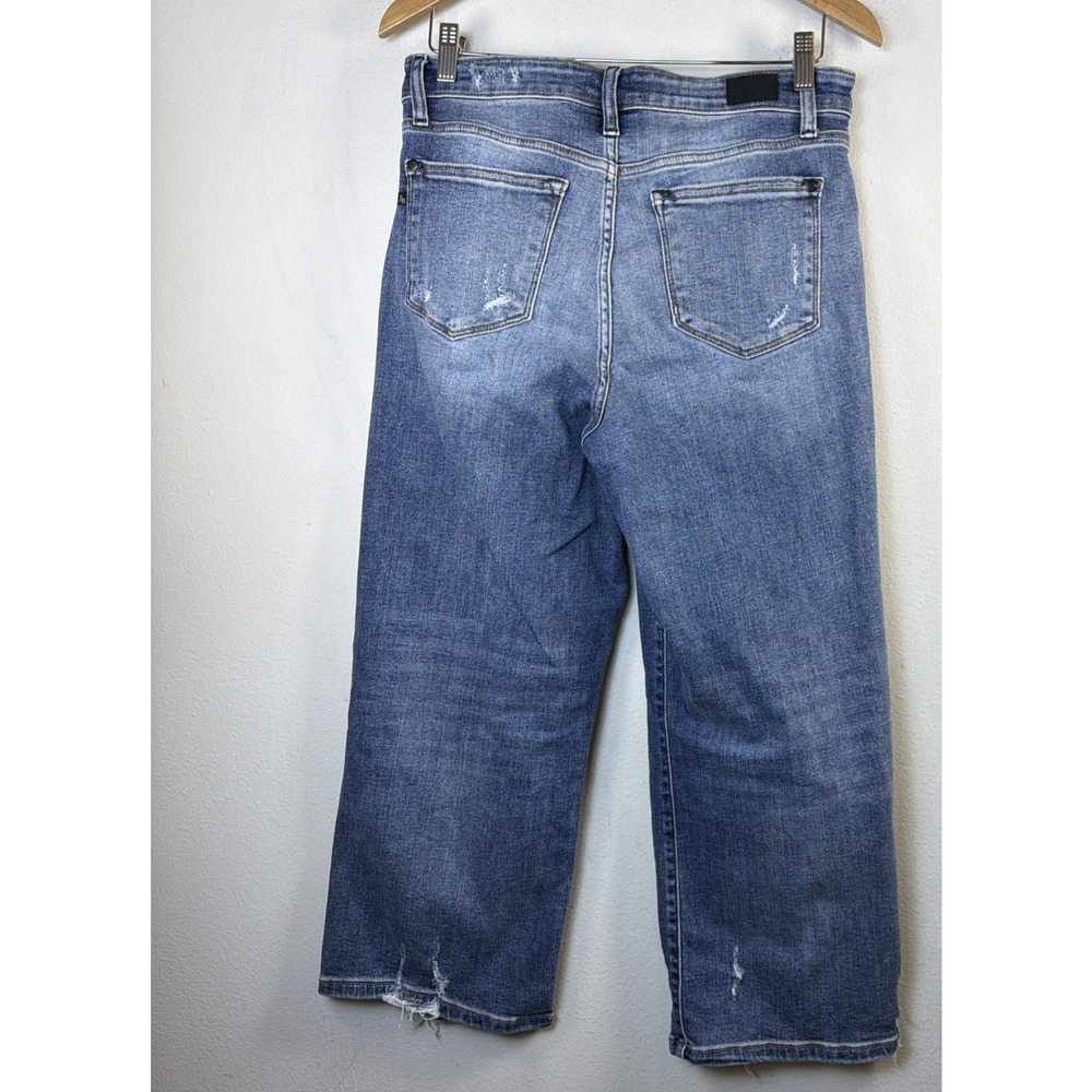 Judy Blue Jeans Women 9 29 Blue High Waist wide leg Distressed Button Fly - Picture 11 of 16